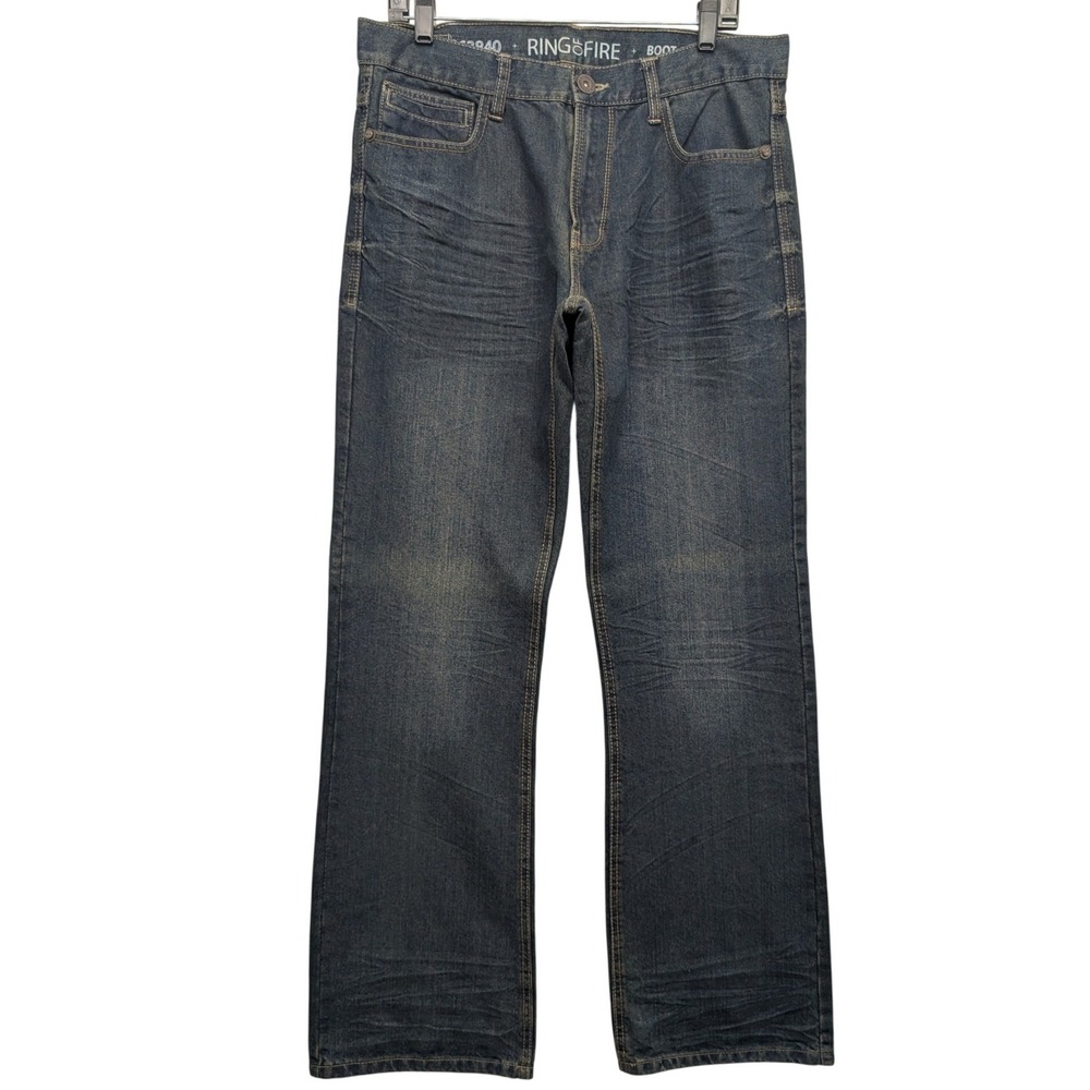 New Ring of Fire Boot Cut Jeans Men 34x34 Blue Del Rey‎ Ave Dark Wash Denim